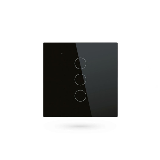 Tuya 3CH Wifi Smart Home Touch Wall Switch for Home Lamps - black - PST-WT-E3